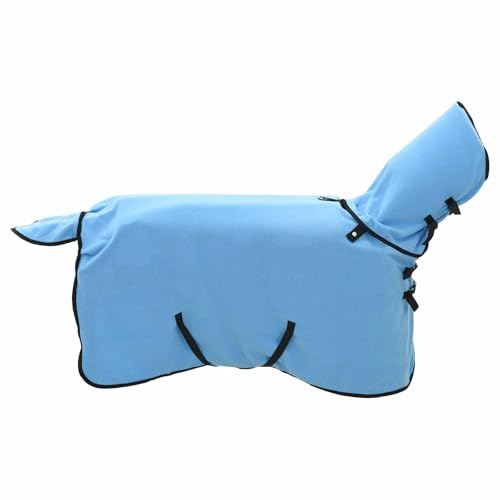 Hästfilt full aqua av polyester 75 cm för vide och stall, vindtät, ventilerande, vattentät, med justerbar rem och skydd för hals, bröst, utomhus vinter hästskydd
