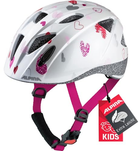 ALPINA Unisex - Barn, XIMO Cykelhjälm, white hearts gloss, 47-51 cm