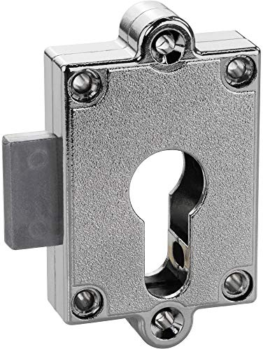 Gedotec Aufschraubschloss Kasten Riegelschloss Profilzylinder Möbelschloss RENO Aufschraubschloss | Stahl vernickelt | Türschloss Dornmaß: 25 mm | 1 Stück - Zylinder-Schloss für Schrank-Türen & Möbel