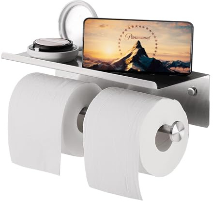 YUMORE Toilettenpapierhalter, SUS304 Edelstahl, moderner Papierhalter mit Telefonablage, Wandhalterung, Toilettenpapierhalter, rostfrei und Badezimmerpapierhalter, Metalldraht Drawing Tech