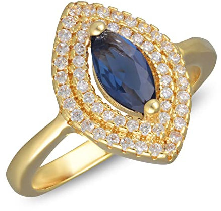 2Colors Bague plaqué Or Marquise avec Saphir synthétique et Cubic Zirconia - 54
