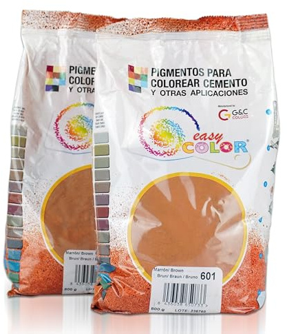 KITS dos bolsas de 800 g. Easy Color pigmento Marrón 601. Pigmento para cemento, mortero y hormigón (Marrón 601)