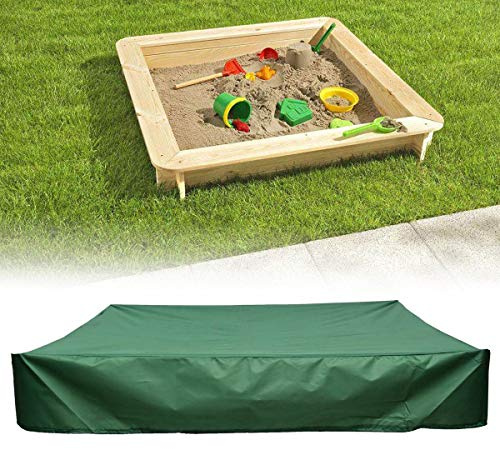 LKXHarleya Green Sandbox Cover, Square Sandbox Canopy with Drawstring, Sandpit Pool Cover Waterproof Dustproof Sun Protection, 120 x 120cm