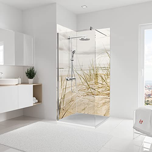 Schulte Duschrückwand Set über Eck, Nordsee Düne, 2 x 90x210 cm, Wandverkleidung aus 3 mm Aluminium-Verbundplatte als fugenloser Fliesenersatz