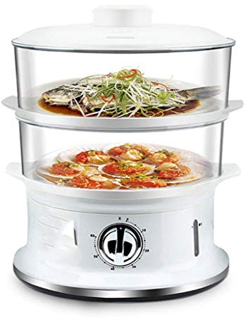 Samnuerly Vaporera eléctrica de Calentamiento rápido de 900W, vaporera Vegetal de 6L sin BPA, Cesta apilable de 2 Capas