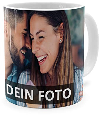 PhotoFancy® - Fototasse vollflächig Bedruckt - Personalisierte Panorama-Tasse mit eigenem Foto selbst gestalten - Weiß