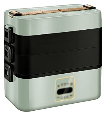 Scaldavivande Elettrico per Alimenti, Scaldavivande Portatile per Scatola Autoriscaldante Domestica 4 Contenitori per Il Pranzo Impilabili Separati, Appuntamento Intelligente