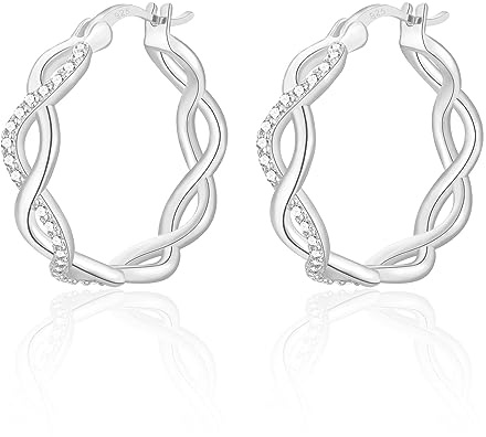 Creolen Silber Damen Ohrringe | 18K Vergoldet Ohrringe Creolen Gold mit AAA Zirkonia
