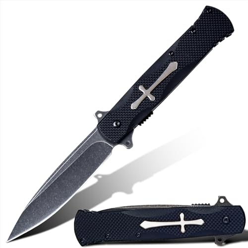 MADSMAUG Klappmesser mit G10 Griff - Cooles EDC Taschenmesser für Outdoor Überleben Camping, Festival Messer für Männer und Frauen (Schwarz)