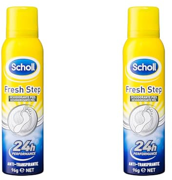 Scholl Fresh Step Desodorante Pies 150ml | Fórmula Tri-Active Antitranspirante | Neutraliza Olor y Absorbe Humedad (Paquete de 2)