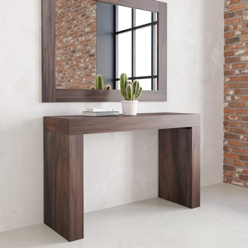 VE.CA. - KILKA - Mesa Consola - Consola Extensible hasta 3 Metros - Color: Nogal - Ideal como Consola de Entrada, Mesa de Comedor, Mueble