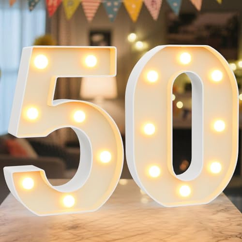 NANXU 8.86 Inch Marquee Light Up Numbers 50 for Party Decorations | Birthday Number Decorations for Girls Boys Women Men, Lighted Marquee Numbers for Anniversary Party Night Light Table Decor