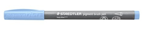 STAEDTLER Pigment Brush Pen 371 – Dunstblau, 10 Stück | Pinselspitze, wasserbasierte Tusche, lichtbeständig & wasserfest – Art.-Nr. 371-308