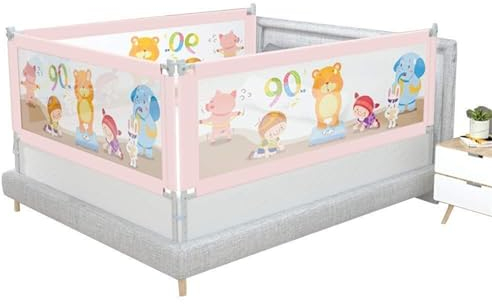 JAVPTAV Stabiles Kleinkind-Bettgitter mit vertikalem Lift, Baby-Schutzgeländer gegen Stürze, Sicherheits-Schlafbettgitter mit Belüftungsnetz, 3-Panel-Schutz (Color : Pink, Size : 2m+2m+2m)
