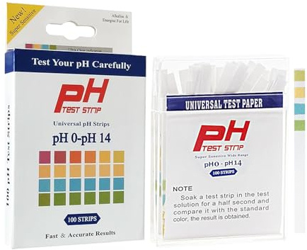 pH Teststreifen 100pcs Universal Wasser Teststreifen PH-Testpapier voller Bereich 0-14, schnell pH Tests für Urin, Speichel, Trinkwasser, Labors, Aquarien, Fitnessstudios, Pools