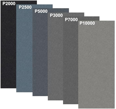 36 Pezzi Fogli Carta Vetrata in Grane 2000 2500 3000 5000 7000 10000, 93 * 230mm Carta Abrasiva Sheet Levigatura Impermeabile Carta Vetro Sandpaper Set per Legno, Muro, Levigatrice, Carrozzeria