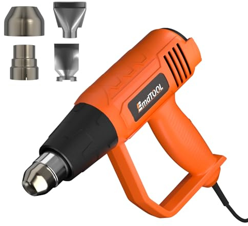 VickyHome 2000W Professional Heat Gun Electric Hot Air Gun 60℃~600℃ Dual Temperature Settings, 4 Nozzles, Overload Protection for Crafts, Shrink Wrapping/Tubing, Orange