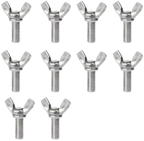 Leliafleury Flügelschrauben mit Schmetterlingsmotiv, M6 x 30 mm, Edelstahl, Handdrehbefestigungen für Heimwerker, Werkzeuge, Maschinen, elektronische Geräte, 10 Stück