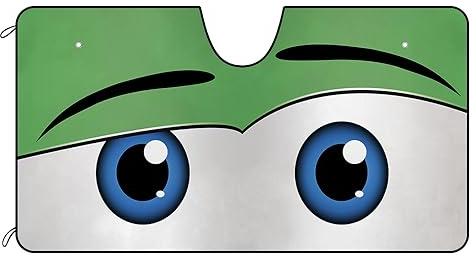 Eyes Car Windshield Sunshade Curious Green Funny Car Eyes Front Windshield Sunshade UV Ray Reflector Sun Protector Sun Shade Visor, Keep Vehicle Cool, 55 x 30