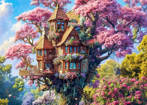 Puzzles 1000 Pieces for Adults Jigsaw Puzzles for adults 1000 Piece Puzzle Educational Games -Fantasy Flower Tree- Decoration Puzzle