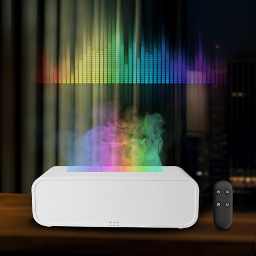 QKTYB Diffuser äTherische öLe 7 Farben, Flame Diffuser Musik Aktiviert, Wasserlos Automatisches Abschalten Aroma Diffuser, 3 Zeitvoreinstellungen Diffuser Flammeneffekt 250 Ml Fernbedienung