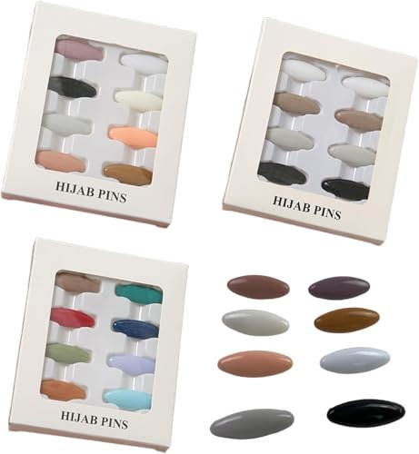 24pcs Colorful Shawl Pins - Hijab Clip & Brooch Set with Box, Locking Clothes Pins, Scarf Decoration, for Women & Girls