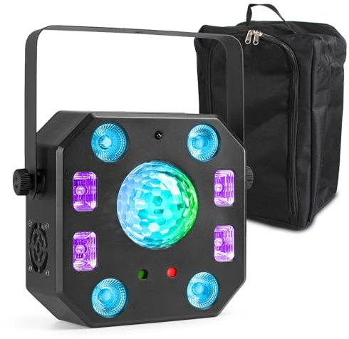 BeamZ LightBox5 5-in-1 LED DJ Light, LED Disco Light & Effect Light with Carry Bag – Jelly Ball, PAR, UV, Strobe & Laser Effects for Parties, Events & Clubs – Sound Activated & DMX Control Ready