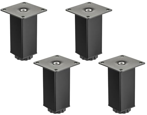 4 Stück SOTECH Möbelfüße ZULU 38 x 38 x 100 mm schwarz matt | belastbar bis 100 kg pro Fuß, Vitrinenfüße Sofafüße Schrankfüße