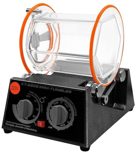 CUMELLIIR Rotary Tumbler Tambour de polissage pour bijoux 3 kg 220 V avec 5 vitesses et minuterie, polisseuse pour bijoux, rotation bidirectionnelle