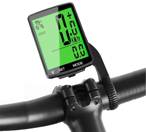 Biciclette Contachilometri multifunzione nera, Tachimetro Bici wireless da 2,8 pollici, computer LCD sensibile alla temperatura Bici, attrezzatura da equitazione impermeabile.