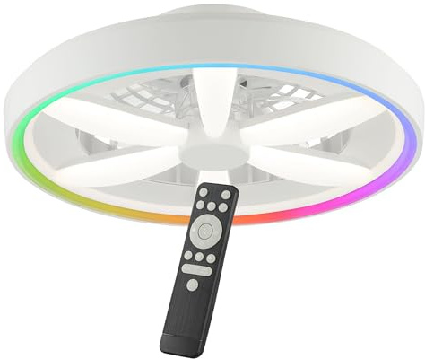 Lightbox LED Deckenlampe mit leisem Ventilator & RGB-Frame Light | Ø 48 | | LED Deckenlampe mit leisem Ventilator & RGB-Frame Light | Ø 48 | weiße Deckenleuchte | Gaming Lampe dimmbar | per