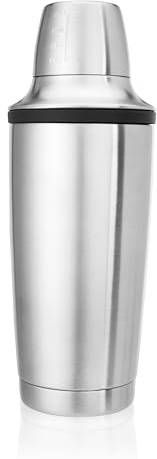 Innovine Shaker per cocktail a doppia parete in acciaio inox, include alesatore di agrumi, tappo jigger e filtro integrato, perfetto per cocktail, martini, mojito, margarita, accessori bar di casa