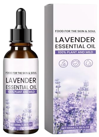 Lavendelöl für den Schlaf | 100 ml schnell absorbierende Lavendel ätherische Öl | Feuchtigkeitsspenstiges Lavendelöl für die Hydratation im Freien und die beruhigende Wirkung