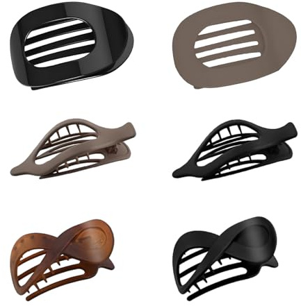6 Stück Damen Französisches Haarspangen, 3 Designs, Haarklammer Flach Rutschfester Halt, Groß Haarklammer, Haarspangen Damen Dünnes Haar, für Dünnes Haar und Dickes Haar