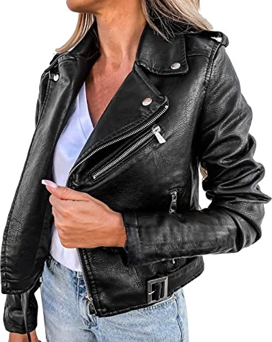 Giubbotto Di Pelle Donna- Giubbotto Similpelle Donna- Vintage Motociclista Giacche Taglie Forti Elegante Bomber Giubbotti In Pelle Curvy Leggero Outdoor Corta Giacca Estiva Moto Giacche Estive Outdoor