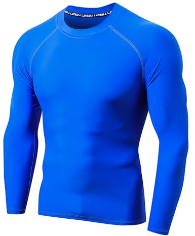 LAFROI Camiseta de Manga Larga para Hombre, protección Solar UPF 50+, de compresión, BJJ, para natación, protección contra erupciones