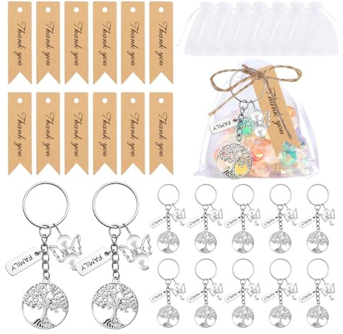 Uqezagpa Set di 12 ciondoli a forma di albero della vita, idea regalo per feste, riunione familiare, struttura in lega per la creazione di gioielli, decorazione