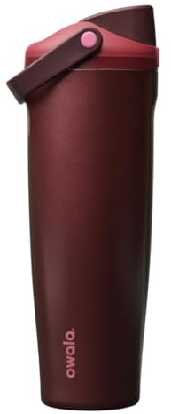 Owala FreeSip Sway Insulated Stainless Steel Water Bottle with Two-Way Spout, Built-in Straw and Bucket Handle, Made for Travel, School and Sports, 40 oz, BPA Free, Leak-proof, Black Cherry