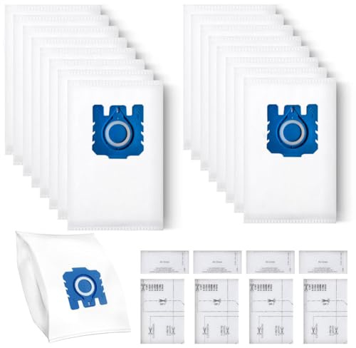 Foho 16 Vacuum Hoover Bags for Miele Vacuum Cleaner GN Complete C3 & C2, Classic C1, Including 4 Motor & 4 Exhaust Filters [S8000, S5000, S2000, S800 & S600 Series] Replaces 9917730 12281680