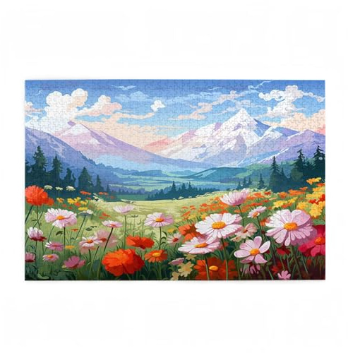 Pussel för vuxna 6 000 bitar berg stor pusselblomma, svåra utmanande familjespel för hela för kvinnor, träpussel med presentask, gåvor för kvinnor 105 x 179 cm D-697
