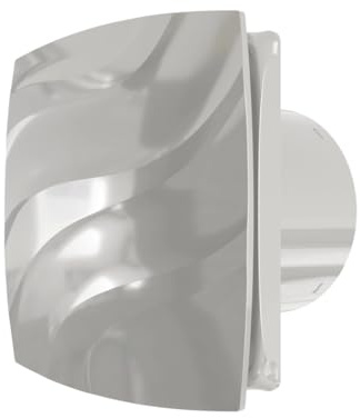 Vlano ALTO Badlüfter, WC Ventilator, Standard, Quick-Fix System, ohne Bohren, 100 mm oder 120 mm, 95/140 m³/h, 25/32 dB, Wandmontage/Deckenmontage, Weiß, Silver, Schwarz, leiser (silver, 120 mm)