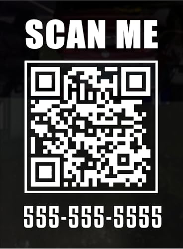 QR Code Decal Sticker with Optional Text for Car Truck Vehicle Auto Customize Personalize Scan Great for Advertising Sale of Vehicle Social Media Website Professional Business Custom