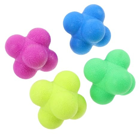 ifundom Balles D'entraînement Hexagonales Lot de 4 en Caoutchouc TPR Amélioration de L'agilité et Vitesse pour Coordination Œil-Main pour Exercices Muraux Individuels
