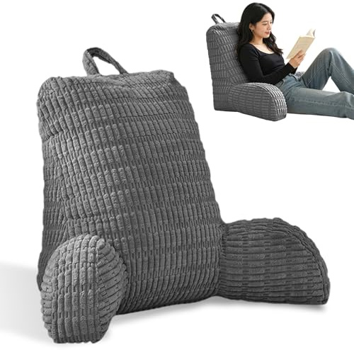Yunlaishaocer Lesekissen mit Rückenlehne für Bett & Sofa – Ergonomisches Rückenkissen 80x55cm für Erwachsene zum Lesen, Fernsehen & Spielen (Dunkelgrau)