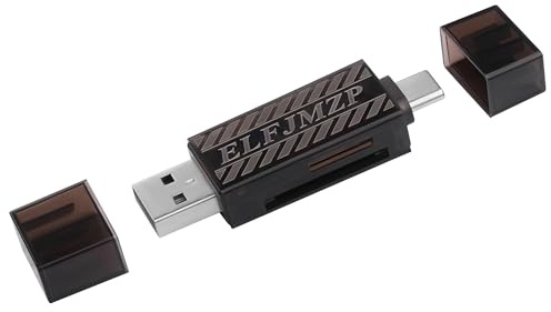 ELFJMZP Dual Card Reader,USB/Type-C 2 in 1 Adapter for SD/TF Memory Cards-Plug and Play,No Driver Needed,10g Ultra Compact,Tea Transparent,Durable,Universal Compatibility,for Camera/Phone/Laptop