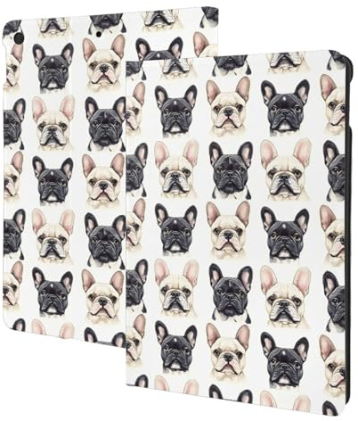 Custodia compatibile con iPad di 9a/8a/7a generazione - Simpatico bulldog francese A 1 stampa alla moda compatibile con iPad 10.2, custodia a libro, accensione e spegnimento automatico, custodia per