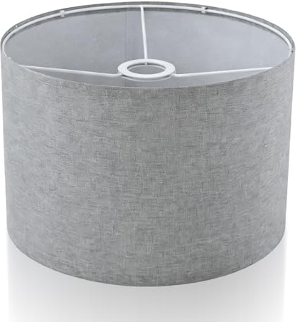 Stofflampenschirm Lampenschirm 30 x 20 x 20 cm, Naturleinen, Hartcover, Handgefertigt, Pendelleuchte für Tischlampe, Wandleuchte, Nachttischlampe und Stehlampe (Grau)