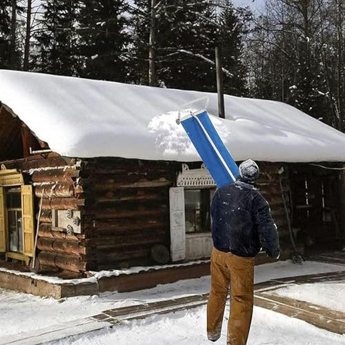 GZKDKZB Pala da Neve in Alluminio, rastrello per la rimozione della Neve dal Tetto, 4-20 Piedi, Asta Regolabile a 5 sezioni con Impugnatura Antiscivolo e Ruote di Protezione per la rimozio