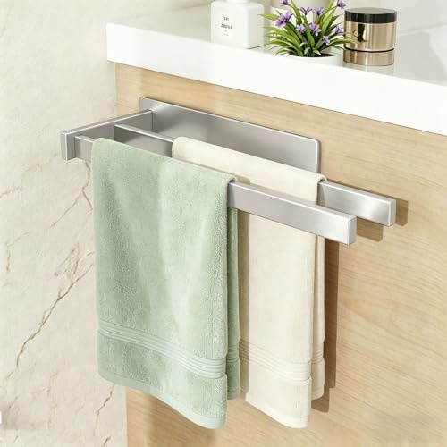 Feligio Handtuchhalter zum Kleben 36cm für Küche Bad Dusche, Handtuchstange | 3mm Verdickter Edelstahl Gebürstet Silber, Selbstklebend, Robust & Langlebig, Perfekt für Badezimmer Wand & Gäste WC