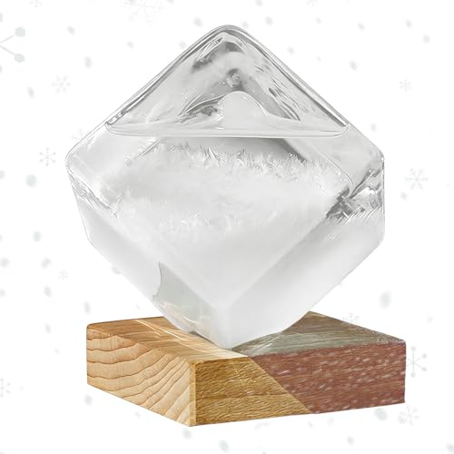 Prédicteur Météo Storm Glass,Prévisionniste Décoratif en Forme de Cube | Indicateur Météo Décoratif en Verre avec Socle - Décoration Bureau Chambre Jardin